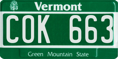VT license plate COK663