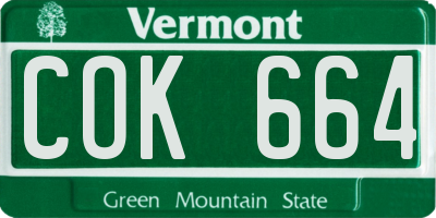 VT license plate COK664