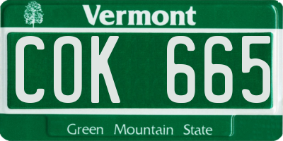 VT license plate COK665