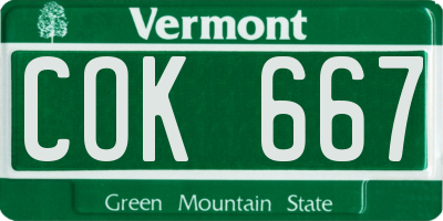 VT license plate COK667