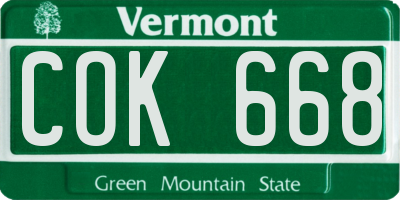 VT license plate COK668