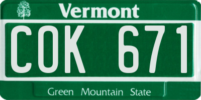 VT license plate COK671