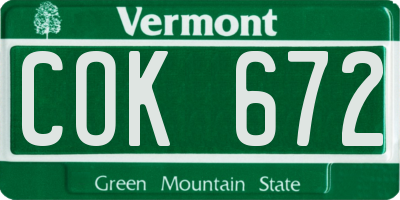 VT license plate COK672