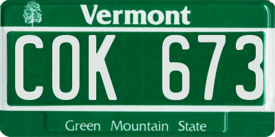 VT license plate COK673