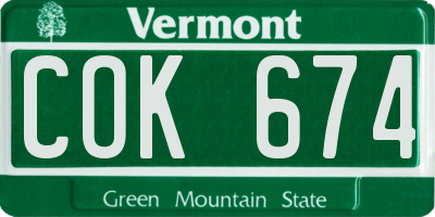VT license plate COK674