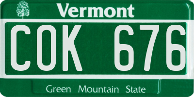 VT license plate COK676
