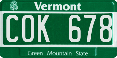 VT license plate COK678