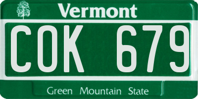 VT license plate COK679