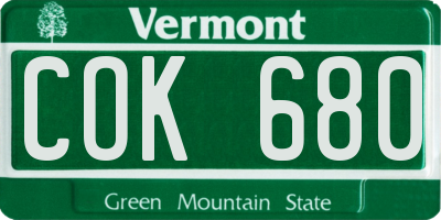 VT license plate COK680