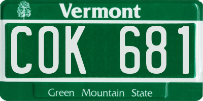 VT license plate COK681