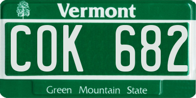 VT license plate COK682
