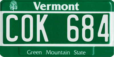 VT license plate COK684