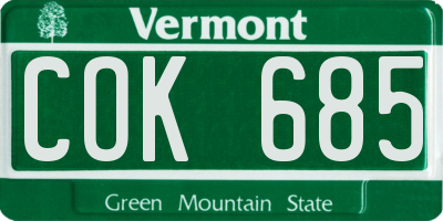 VT license plate COK685