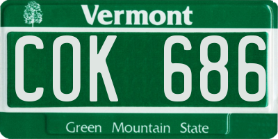 VT license plate COK686
