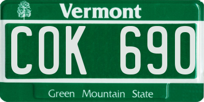 VT license plate COK690