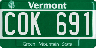 VT license plate COK691