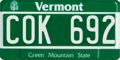 VT license plate COK692