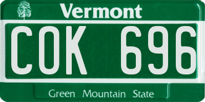 VT license plate COK696
