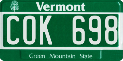 VT license plate COK698