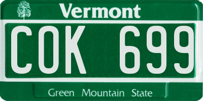 VT license plate COK699