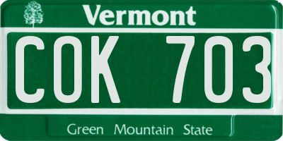 VT license plate COK703