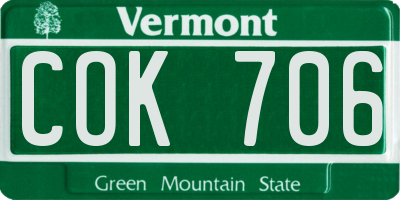 VT license plate COK706