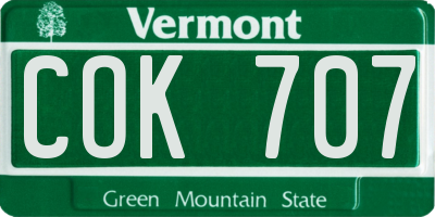 VT license plate COK707