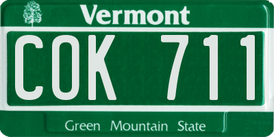 VT license plate COK711