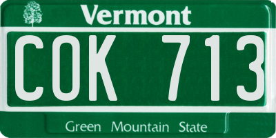 VT license plate COK713