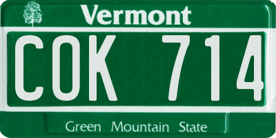 VT license plate COK714