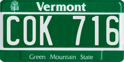 VT license plate COK716