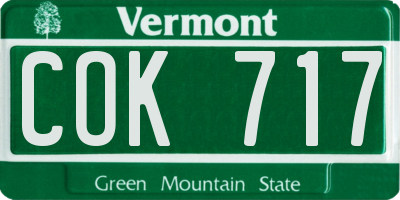VT license plate COK717
