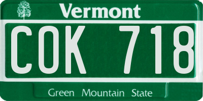 VT license plate COK718