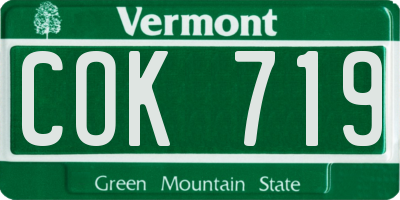 VT license plate COK719