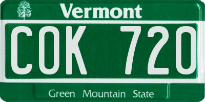 VT license plate COK720