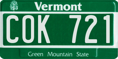VT license plate COK721