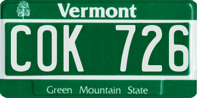 VT license plate COK726