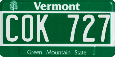 VT license plate COK727
