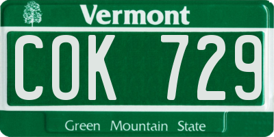 VT license plate COK729