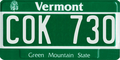 VT license plate COK730