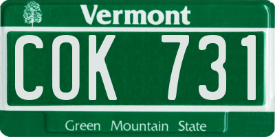 VT license plate COK731