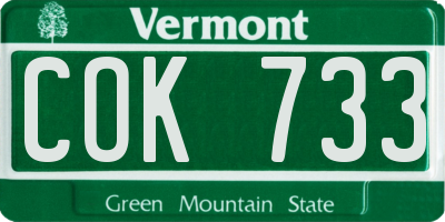 VT license plate COK733