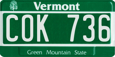 VT license plate COK736