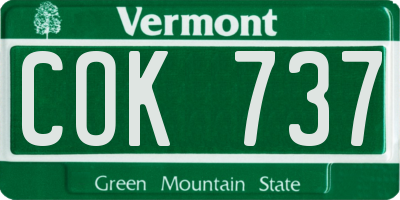 VT license plate COK737