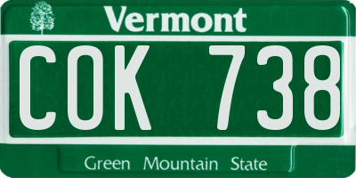 VT license plate COK738