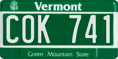 VT license plate COK741