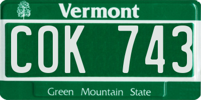 VT license plate COK743