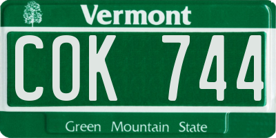 VT license plate COK744
