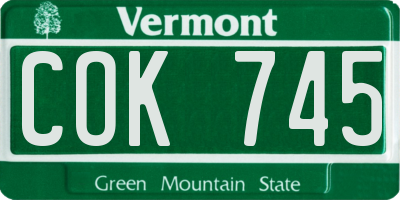 VT license plate COK745