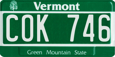 VT license plate COK746
